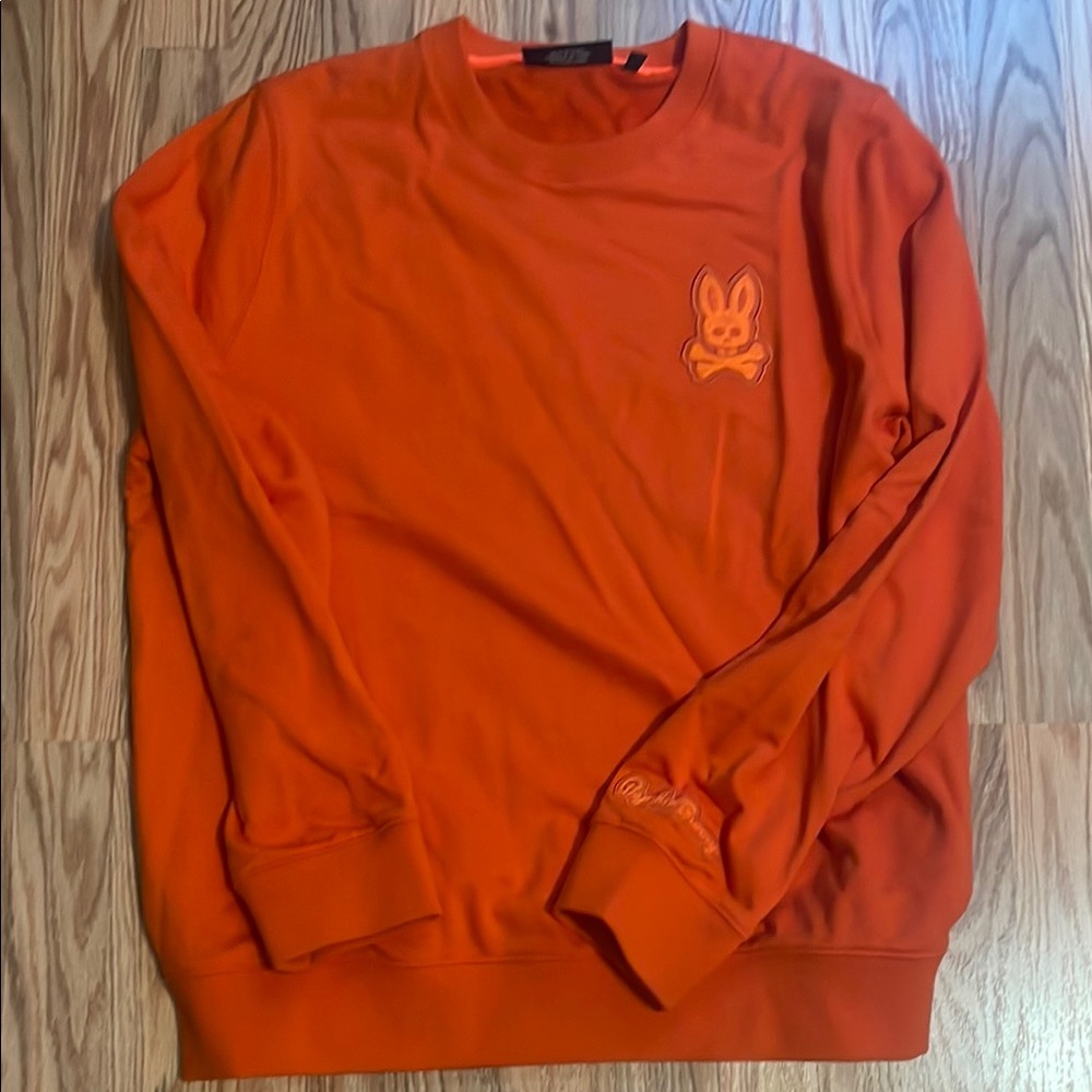 Psycho Bunny Orange Crewneck Sweater Vibrant Design